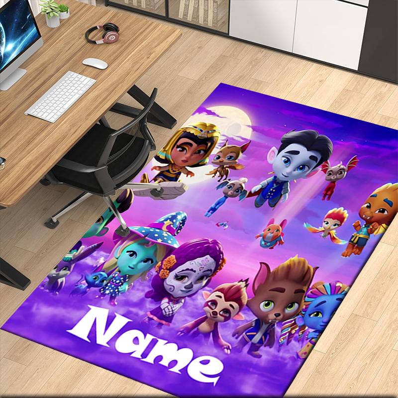 Custom Name Super Monsters Printed Carpet, for Office Chair Living Room Bedroom Kitchen Room Decor Gifts.