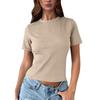 Camisetas de mujer, manga corta, cuello redondo, blusas de primavera, camisetas básicas holgadas informales