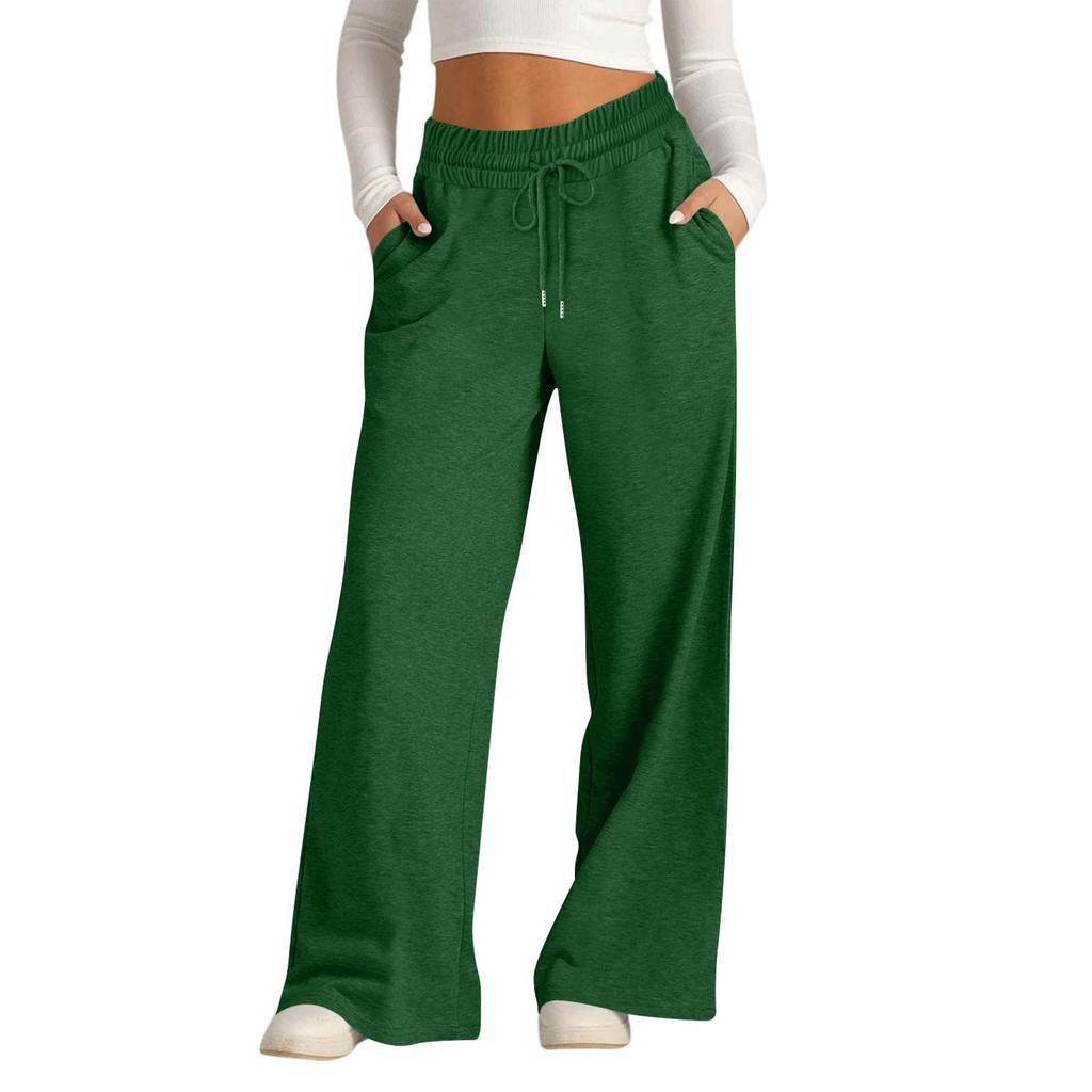 Women's Pants Fashion Casual Pants Solid Color Drawstring High Waist Pants With Pockets