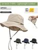 Outdoor Hiking Unisex Lightweight Waterproof Foldable Wide Brim Bucket Hat With Drawstring (Drawstring Color Sent Randomly)
