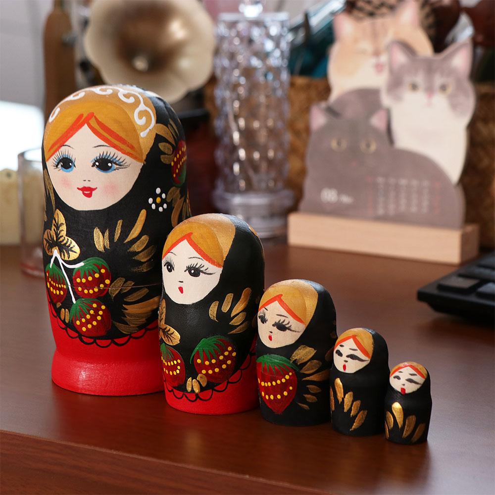 Strawberry Girls Nesting Dolls Handmade Russian Nesting Doll Classic Matryoshka Doll Birthday Gift