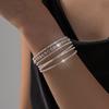 Dark Grey Multi-layer Rhinestone Cuff Bracelet Irregular Silver Wrist Circle  Golden Wristband