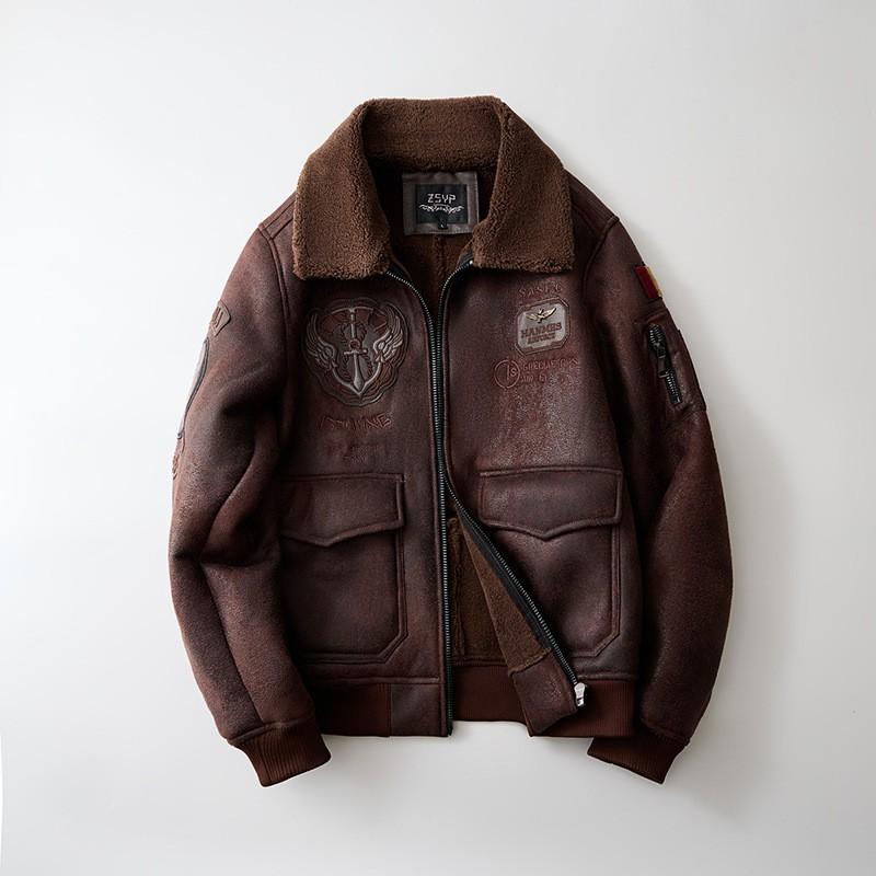 Mens Short Fleece-Lined Aviator Jacket In Suede-Look Fabric Winter Outdoor Wear Black Yellow Brown
