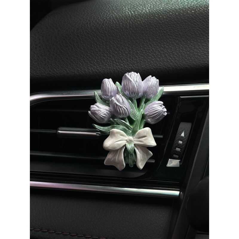 Niche Tulip Car Fragrance Diffuser Stone Flower High-End Light Fragrance Car Air Vent Decoration Ornament