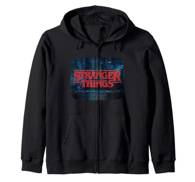 Stranger Things Retro Glitch Panel Zip Hoodie T.V.