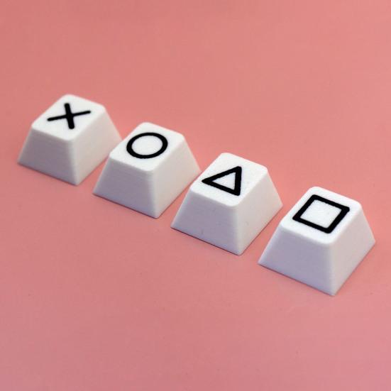 4/9Pcs 3D Printed Keycaps Game Controller Skull Round Triangle Square Symbols Universal Mechanical Keyboards Keycaps Replacement Computer Accessories