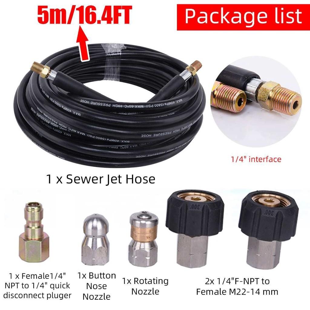 1/4 inch NPT High-quality Sewage Spray Hose Pipe Cleaner High Pressure Washer Sewer Drain Cleaning Hose Nozzle