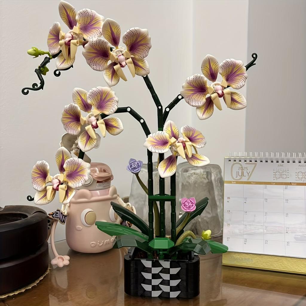 Adult Orchid Construction Block Set, Plant Series Suitable For Household And Office Decoration, Christmas Gifts, Valentine'S Day Gifts, Mother'S Day