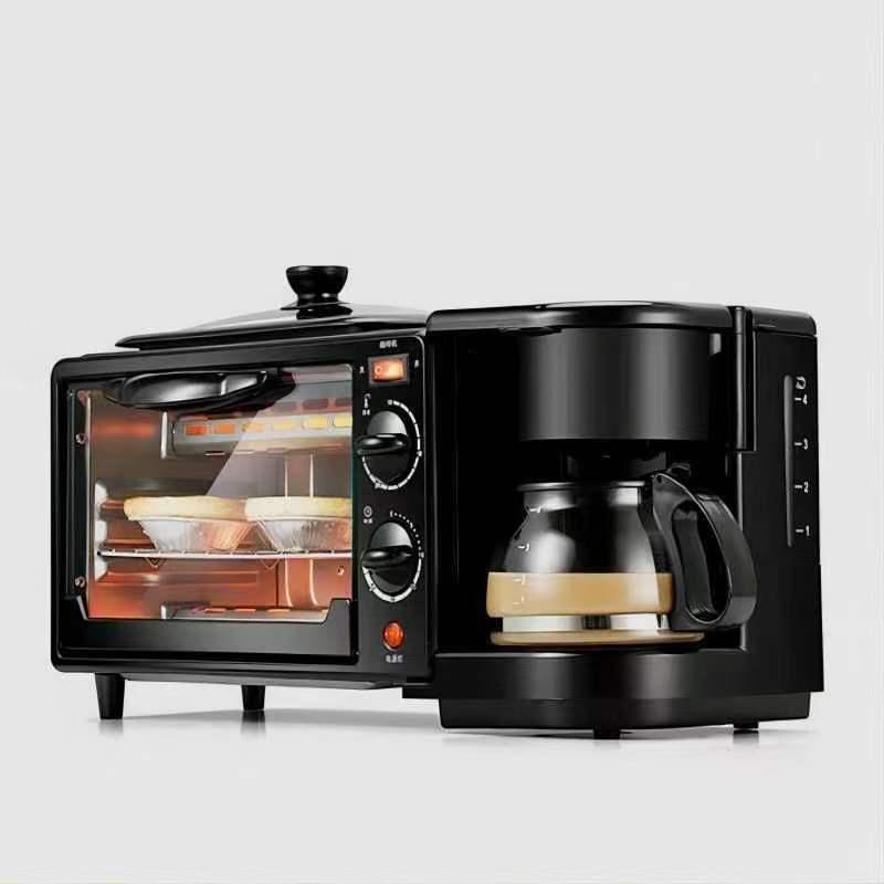European 3-in-1 Breakfast Maker: Toaster, Mini Oven, and Coffee Maker