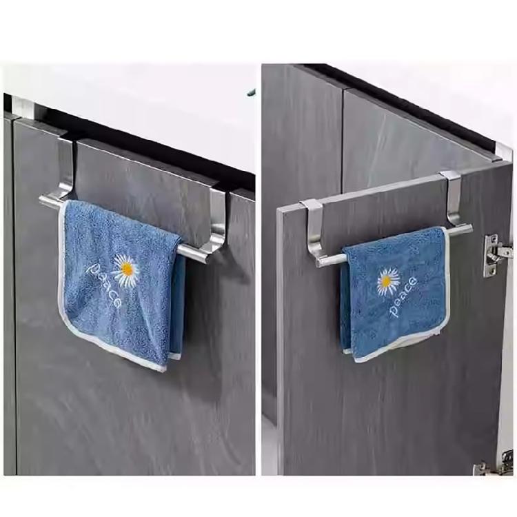 Towel Bar with Hook for Home Bathroom Kitchen,Stainless Steel Towel Hanger Over Cabinet Towel Rack Storage Organizer