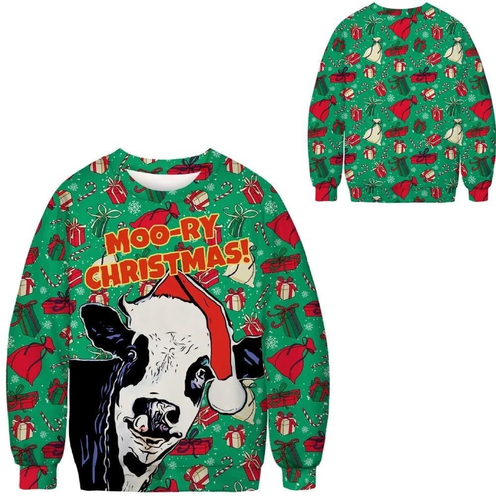 Karneval Weihnachten Mode Herren Damen Pullover Grünes Pelzmonster Druck Pullover Cartoon Lässig Sweatshirt t-shirt Kleidung