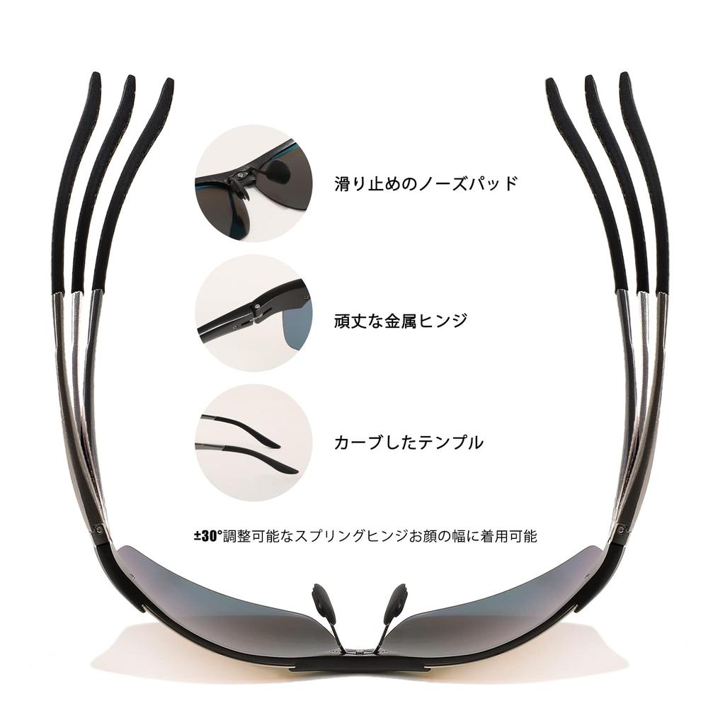 Polarisierte Sonnenbrille UV400 Oval Quadratisch Klein Legierung Halbrandrahmen Leichtgewicht Sport Fahrrad Angeln Autofahren B1087 [FEISEDY] Herren