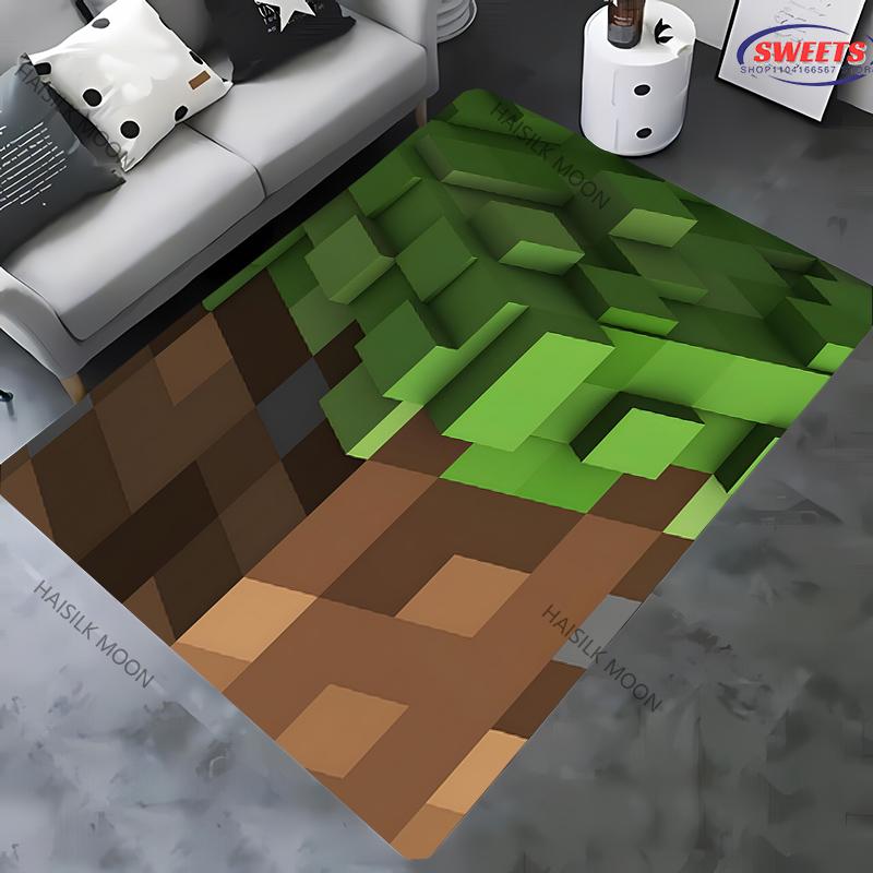 15 Sizes Funny Pixel Pattern Print Rugs Non-Slip Carpet Large Sizes Area Rugs Door Mats for Bedroom Living Room Gaming Room Mats