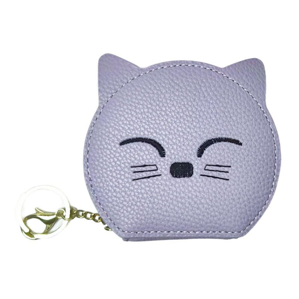 Keychain Pu Cosmetic Bag PU Leather Mini Storage Bag Multifunctional Cat Shape Makeup Bag Student