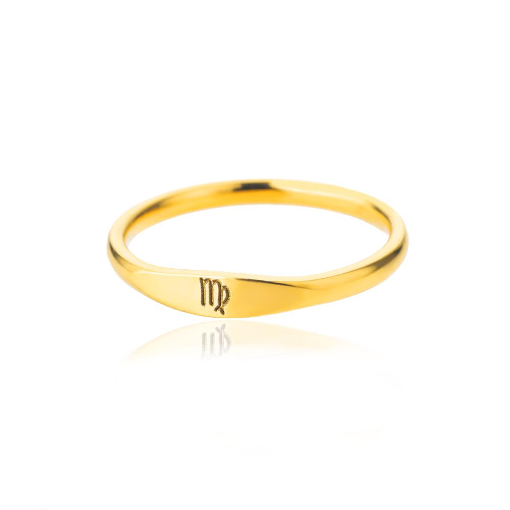 Tiny Zodiac Sign Ring For Women Stainless Steel Gold Color Constellation Gemini Ring Birthday Christmas Jewelry Bijoux Femme