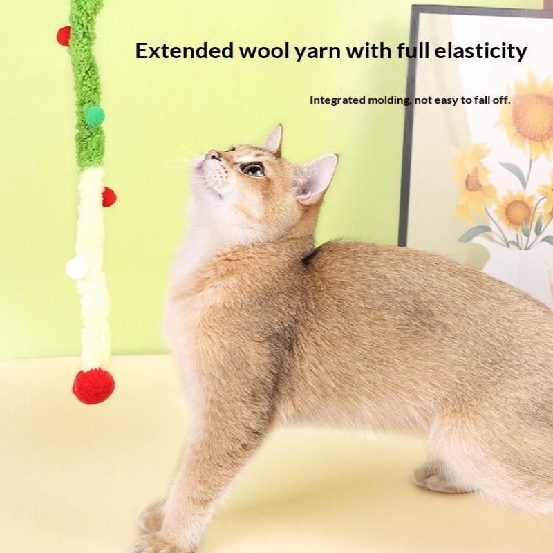 Cat Toy Feather Cat Teaser Wand Cat Interactive Toys Funny Caterpillar Colorful Rod Christmas Hairball Teaser Wand Pet Supplies