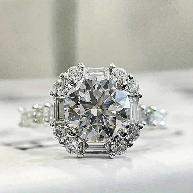 

Huitan Exquisite Women Wedding Rings with Crystal Cubic Zirconia Copper Color Engagement Ring Temperament Modern Fashion Zircon 6