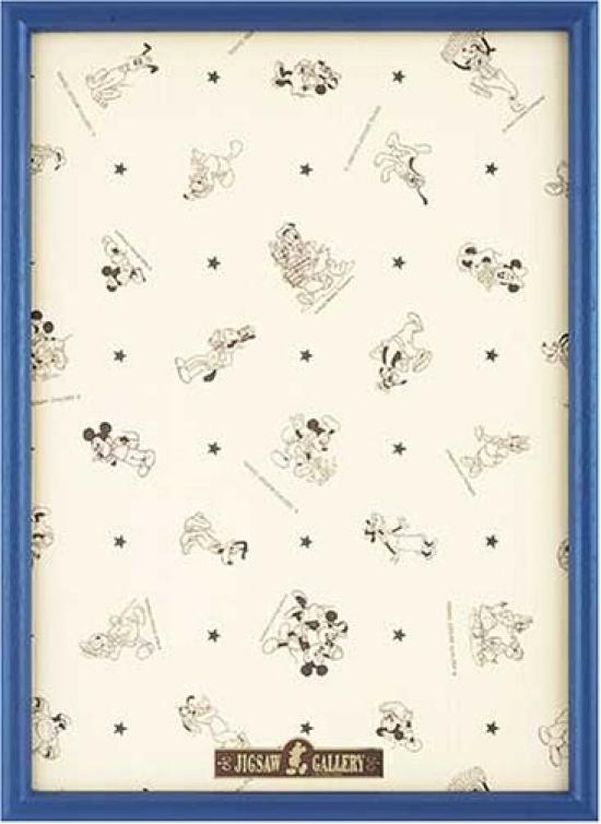 Tenyo [Made in Japan] Wooden Puzzle Frame, Disney-Specific Panel, 300 Pieces, Blue (30.5x43cm), Mickey Emblem Plate, Hanging Cord Included
