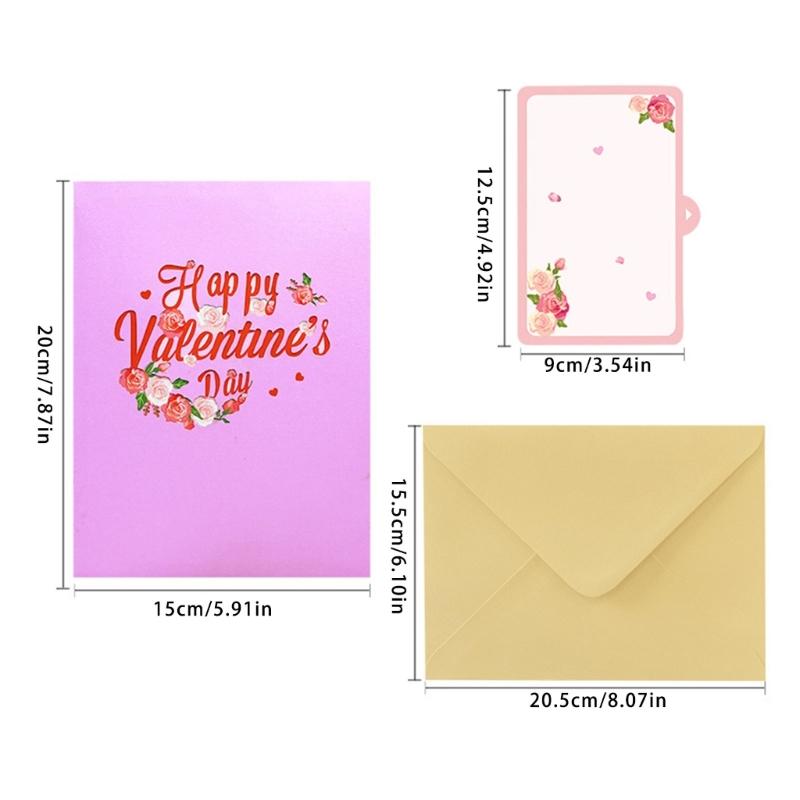 3D Valentines Day Card with Envelope 3D Valentines Card Folding Valentines Greeting Card for Husband Wife Friend