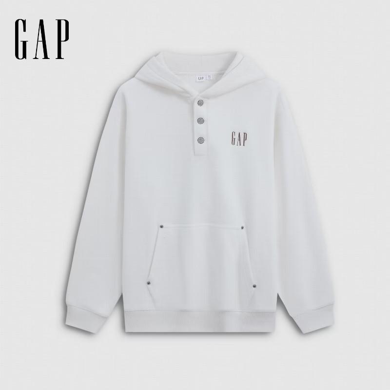 Gap Unisex Oversized Button-Neck Fleece Hoodie