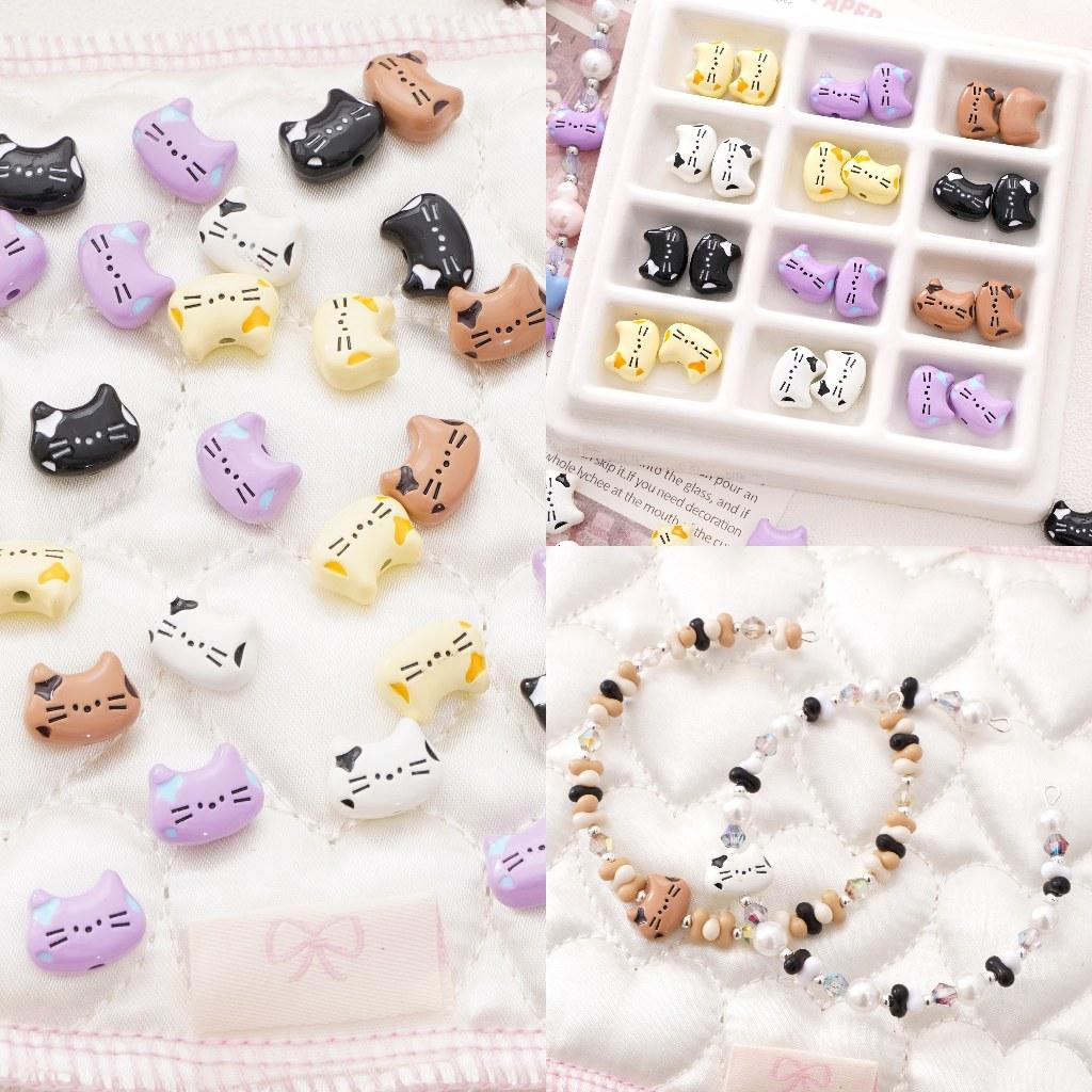 [12X9mm] 1pc Alloy Cat Beads Color Cute Kitten Beads Accessories DIY Jewelry Accessories