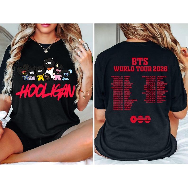 BTS Hooligan Tour T-Shirt, BTS Army T-Shirt, Bangtan Boys T-Shirt, BTS Konzert T-Shirt, Kpop Welttournee 2026 T-Shirt, Bts Comeback T-Shirt S