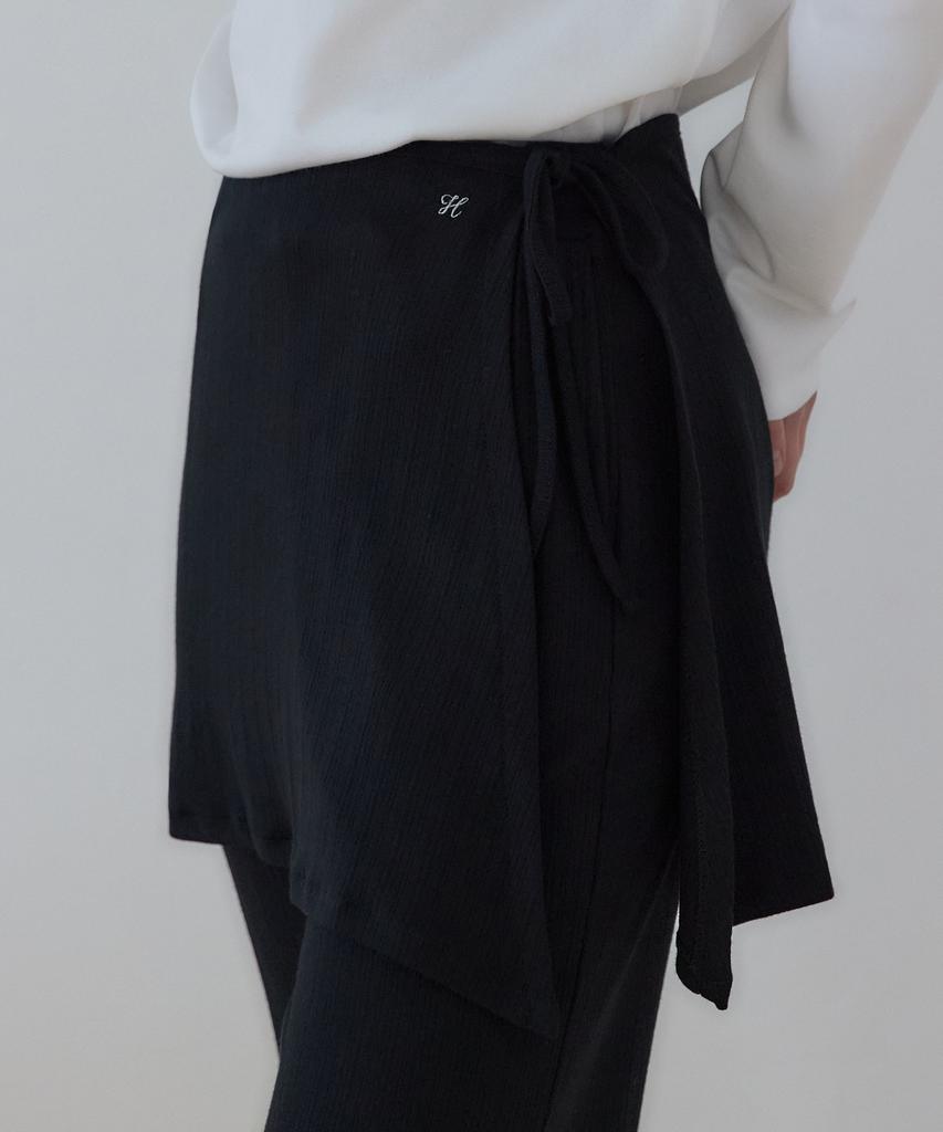 OURHOPE Comfy Layered Skirt Pants - Black