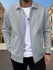 2025 Herr Smal Passform Casual Cardiganjacka - Vår/Höst, Blixtlåsfickor, Reverkrage, Enfärgad