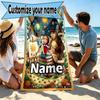 Custom Name Personalized Masha and the Bear Print Beach Towel, for Trip Camping Beach Party Home Decor, Birthday Gift for Family & Friends