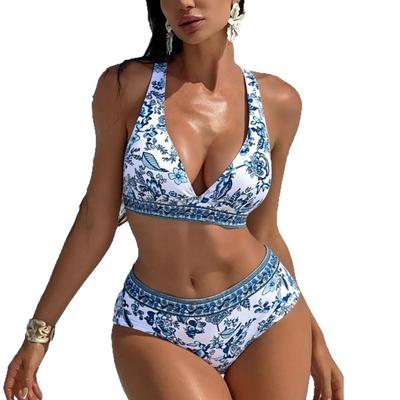Printed Three-point Bikini Swimsuit Women's Three-piece Set New European and American Split Swimsuit