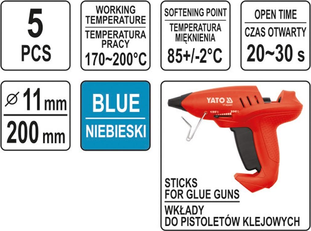 HOT MELTING GLUE 11.2x200MM 5PCS BLUE YT-82435 YATO