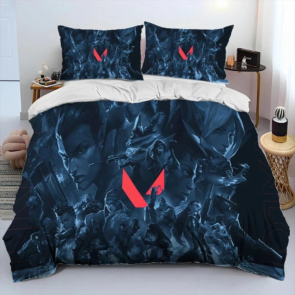 3D Print VALORANT Game Bedding Set Duvet Cover Bed Set Quilt Cover Pillowcase Comforter king Queen Size Boys Adult Bedding Set