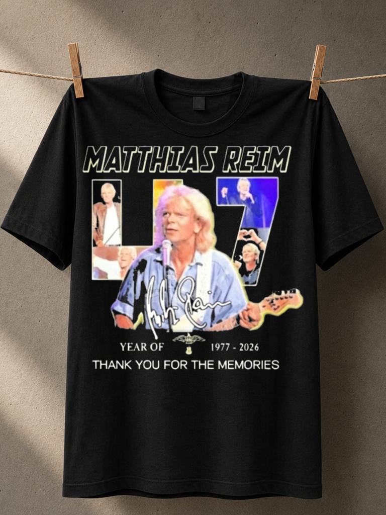 Matthias Reim 47 Photo Collage With Guitarist Signature Year Dates And Thank You Memories Wording Unisex All TShirt