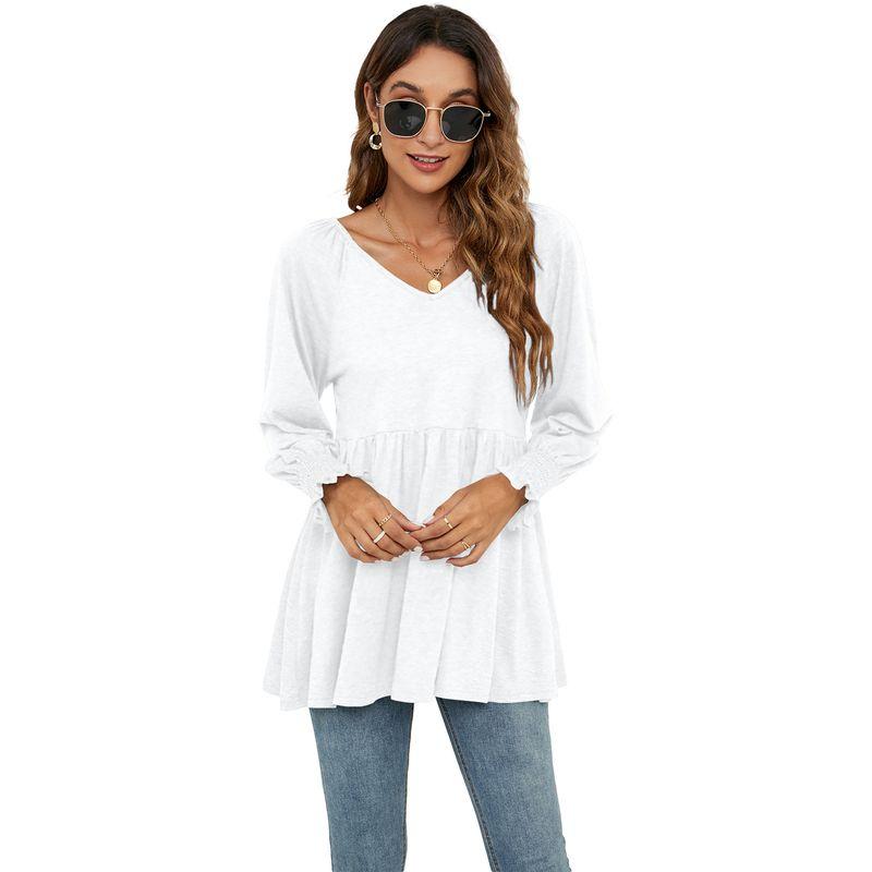 

2025 Spring Round Neck Pulling Loose T-shirt Top White M (In Stock quality version)