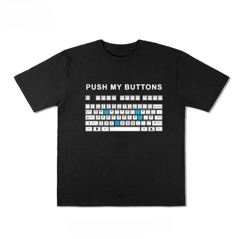 

Клавиатура в европейском и американском стиле, белая футболка для мужчин и женщин, трендовая летняя парная в Instagram, нишевый дизайн, с коротким рукавом 4XL