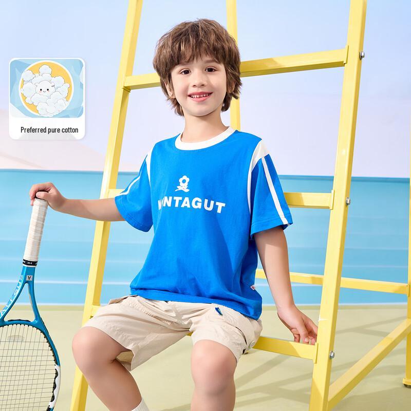 

Mengtejiao Boys Summer Color-Block Print T-Shirt 170