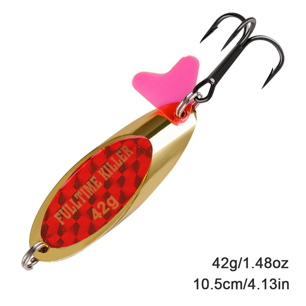 

FTK Жесткая приманка Серебряная блесна Джиговая приманка Металлический тройник Кастинговое лезвие Спиннер Троллинговая блесна Нержавеющая раковина Спиннербейт 42g красный/золотой