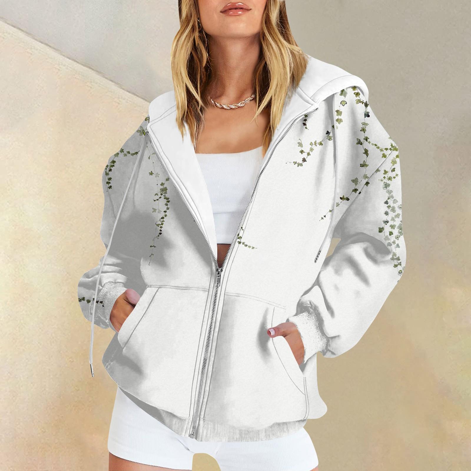 

Женские повседневные модные пуловеры с принтом и длинными рукавами, толстовки на молнии, пальто S