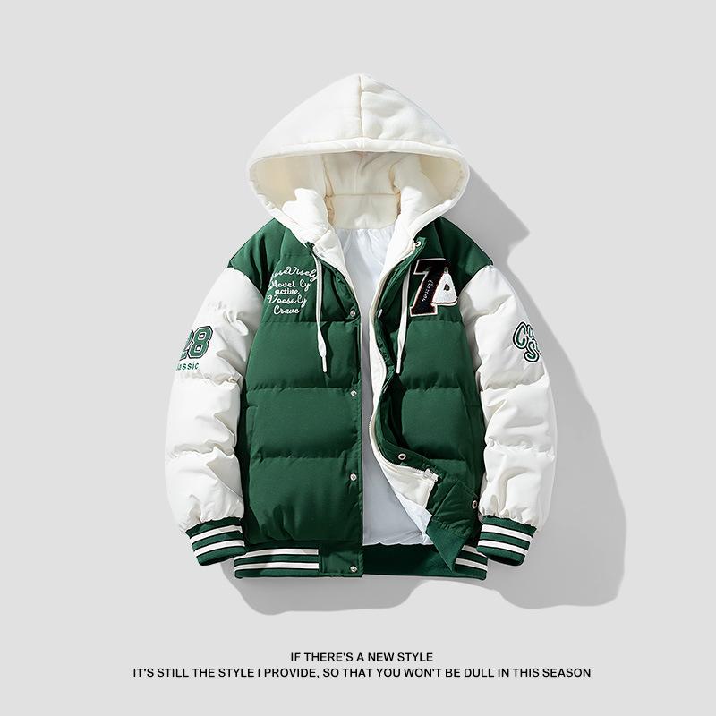 

Мужской новый хлопковый зимний утепленный пуховый хлопковый пальто поддельное двухслойное модное с капюшоном повседневное для подростков мужчин M