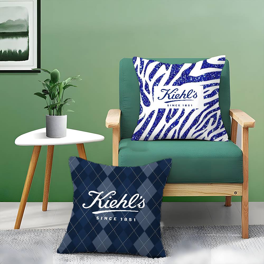 Light Pink And Elegant Print Kiehls-A Pillow Case Anti-dustmite Pillowcase Invisible zipper silky short plush Sofa cushion cover