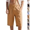 Herren Leinen Shorts Elastischer Bund Schnelltrocknende Shorts Herren Einfarbige Atmungsaktive Wadenlange Hose Mann Leichte Tägliche Strandshorts Sommerhosen