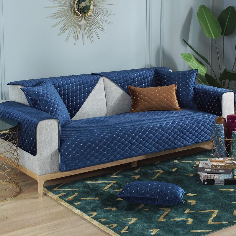 Autumn And Winter Super Soft Thickened Dutch Velvet Quilted Sofa Cushion, Nordic Simple Solid Color Sofa Cushion Cover Towel