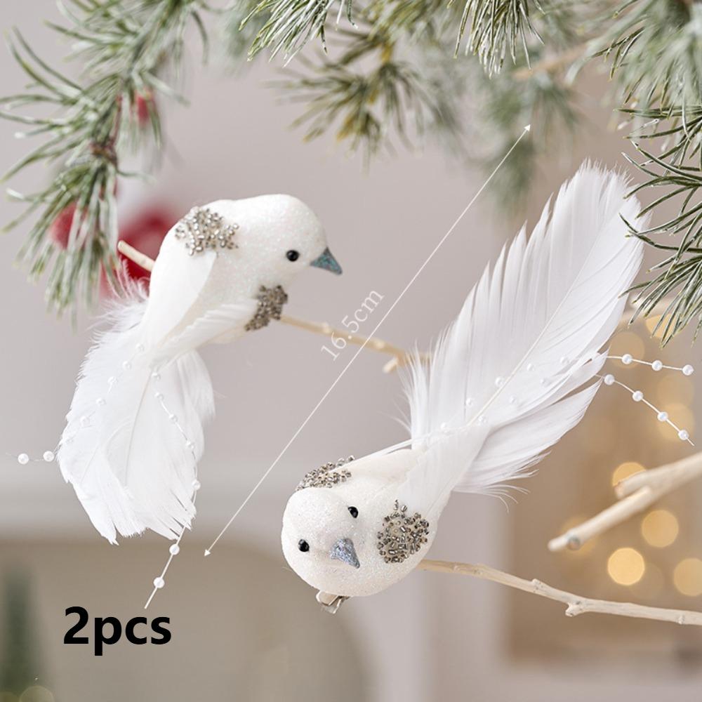 2pcs DIY Decor Artificial Bird Pendant Christmas Tree Decoration Artificial Foam Birds