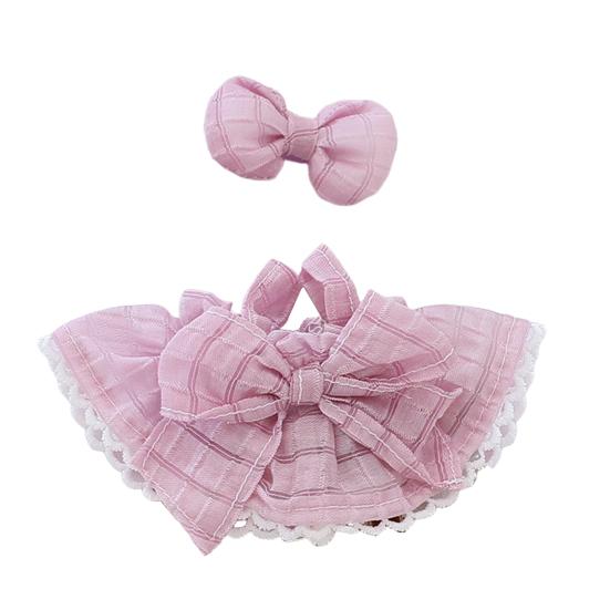 Doll Clothes for 17cm La Bubu 2-Piece Set Hair Clip Floral Dress Outfit Floral Hairpin Doll Accessory