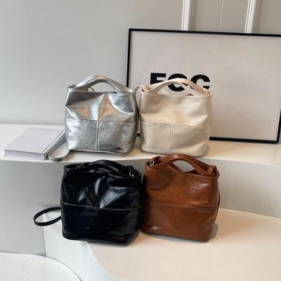 Solid Clolor Simple Pu Leather Bucket Hand Bags Large Capacity Fashion Versatile Commuting Shoulder Bags for Women Designer MIT