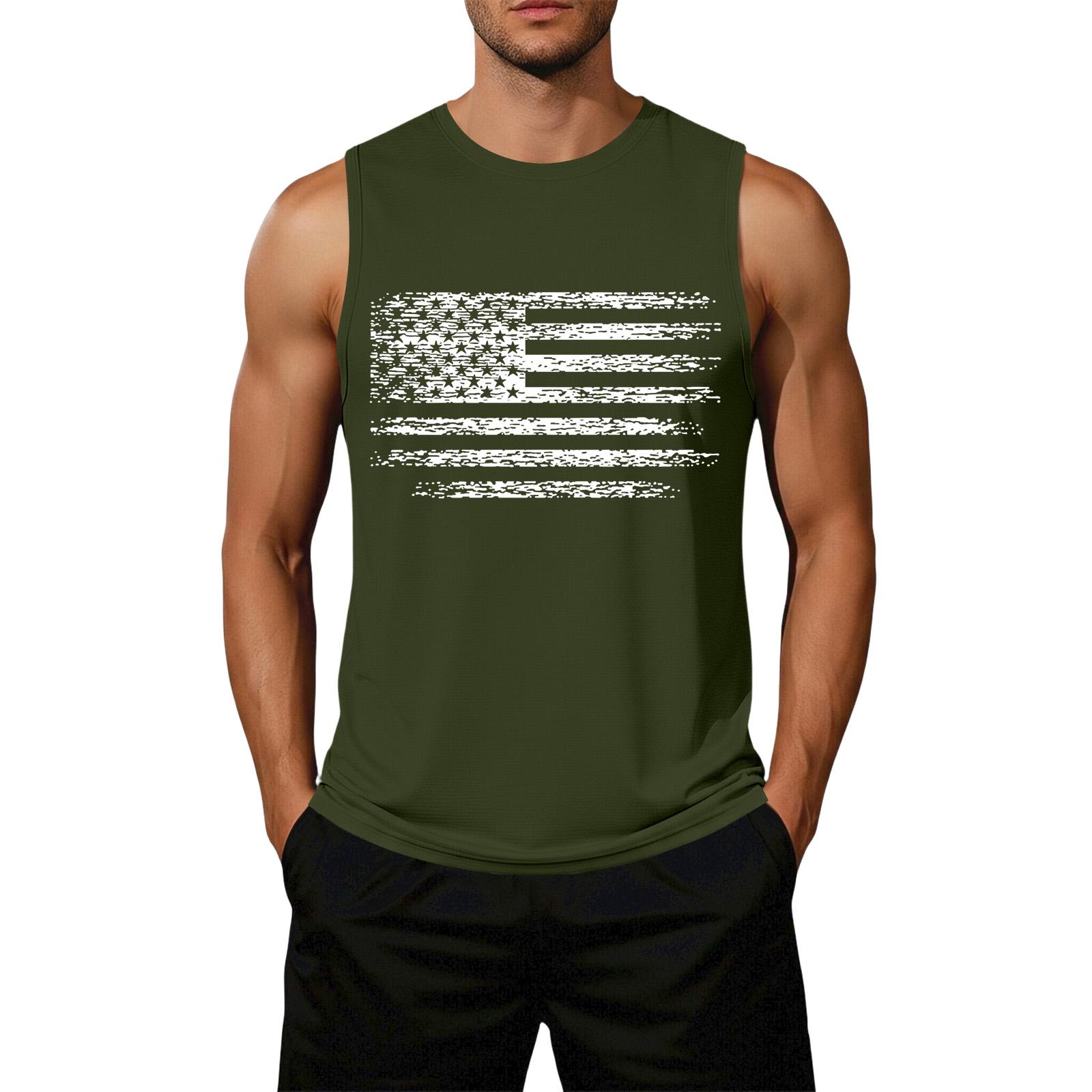 

Men s Loose Fit Casual Sleeveless Top Flag Print Graphic 250 Years SemiQuincentennial Commemorative Design We The People L