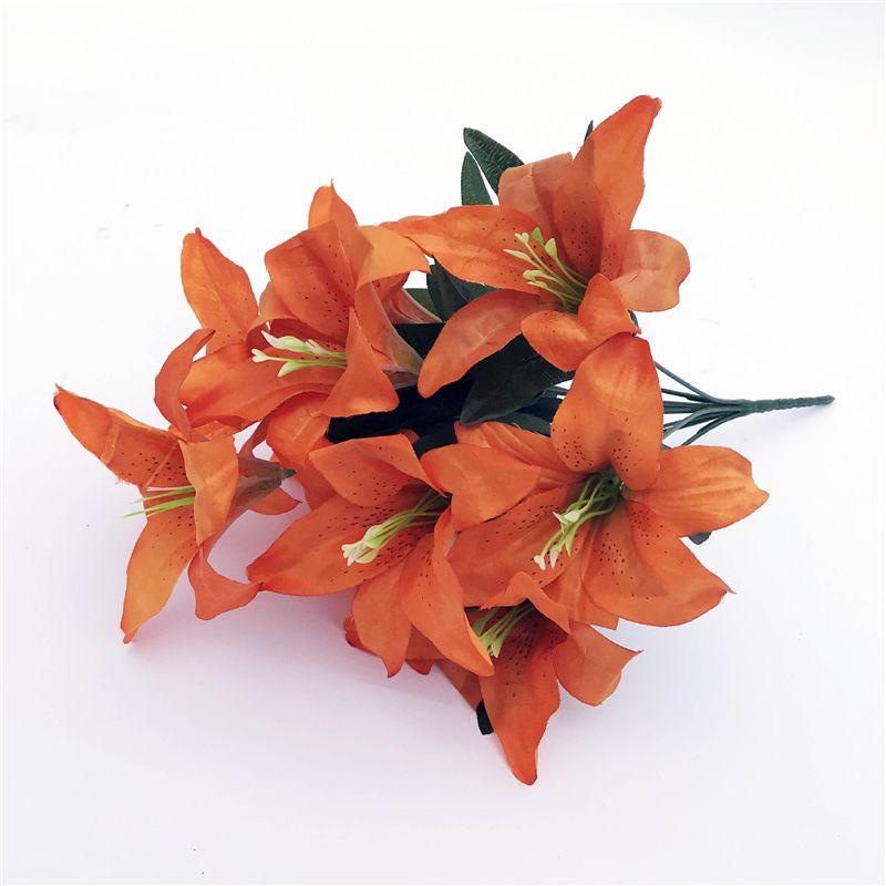 Elegant 45cm 10 Heads Artificial Stargazer Lilies Chic Silk Flower Bouquet For Weddings