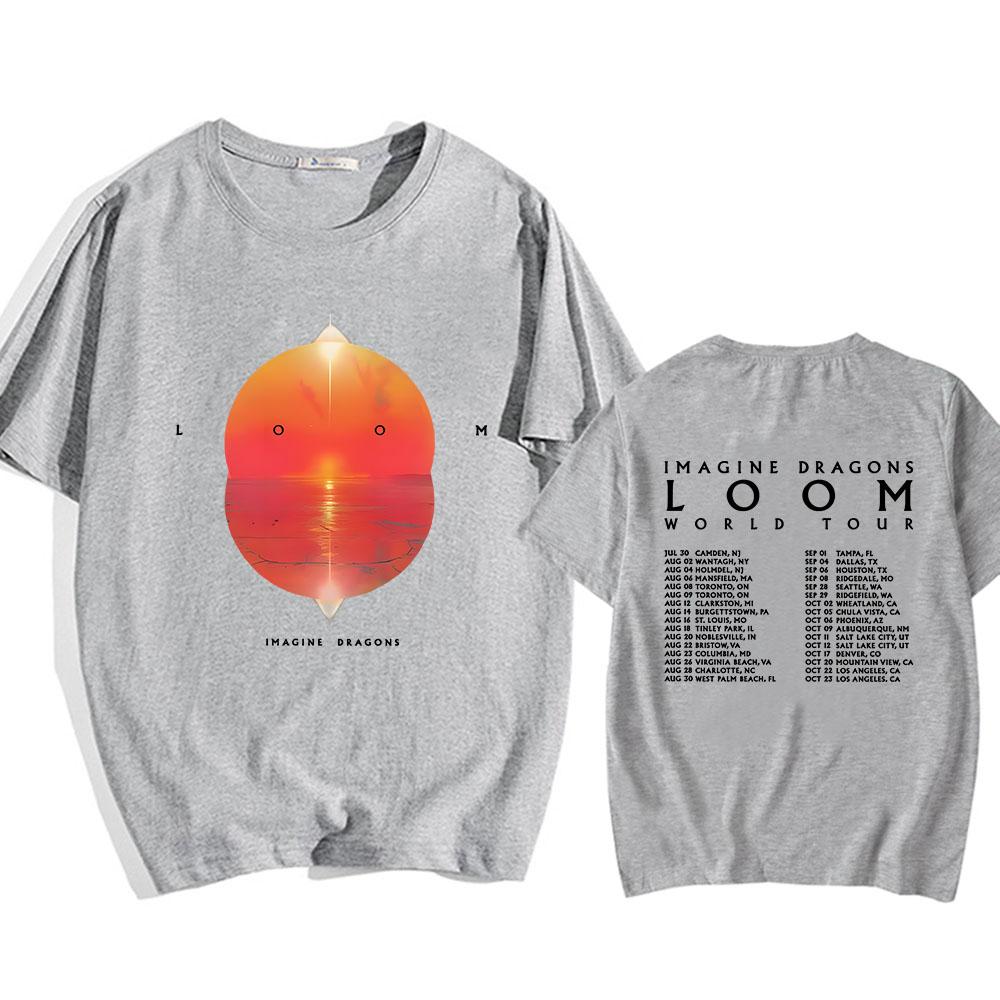 Imagine-Dragons Loom World Tour T-shirt Short Sleeve Round Neck Tee-shirt Hip Hop Graphic Printing Streetwear Tshirts Cotton Tee
