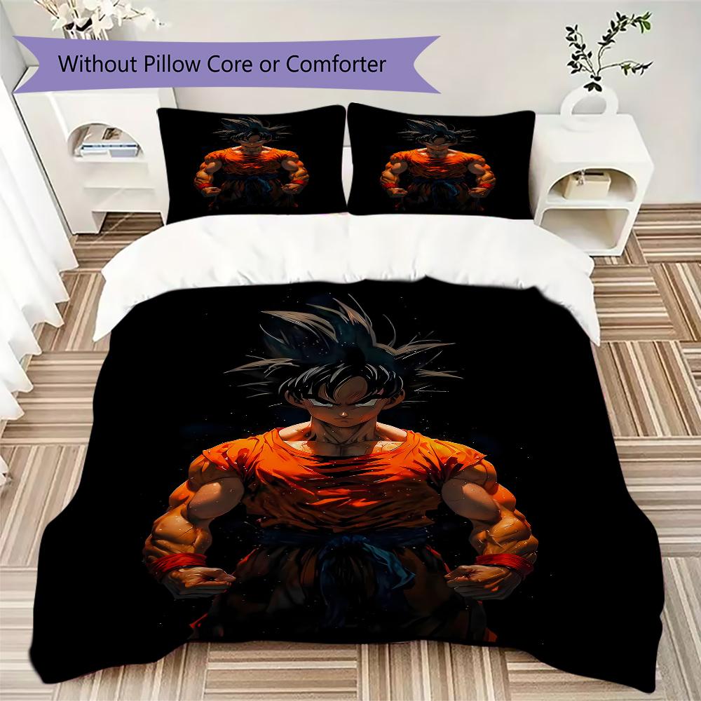 Son Goku Anime 3pcs Bedding Set, Digital Printed Duvet Cover, No Insert, Kids Gift, Large Size -HYQ27