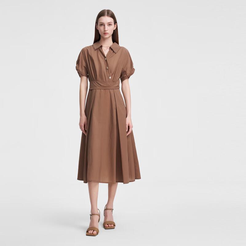 ELLASSAY French Style Oblique Placket Shirt Dress L